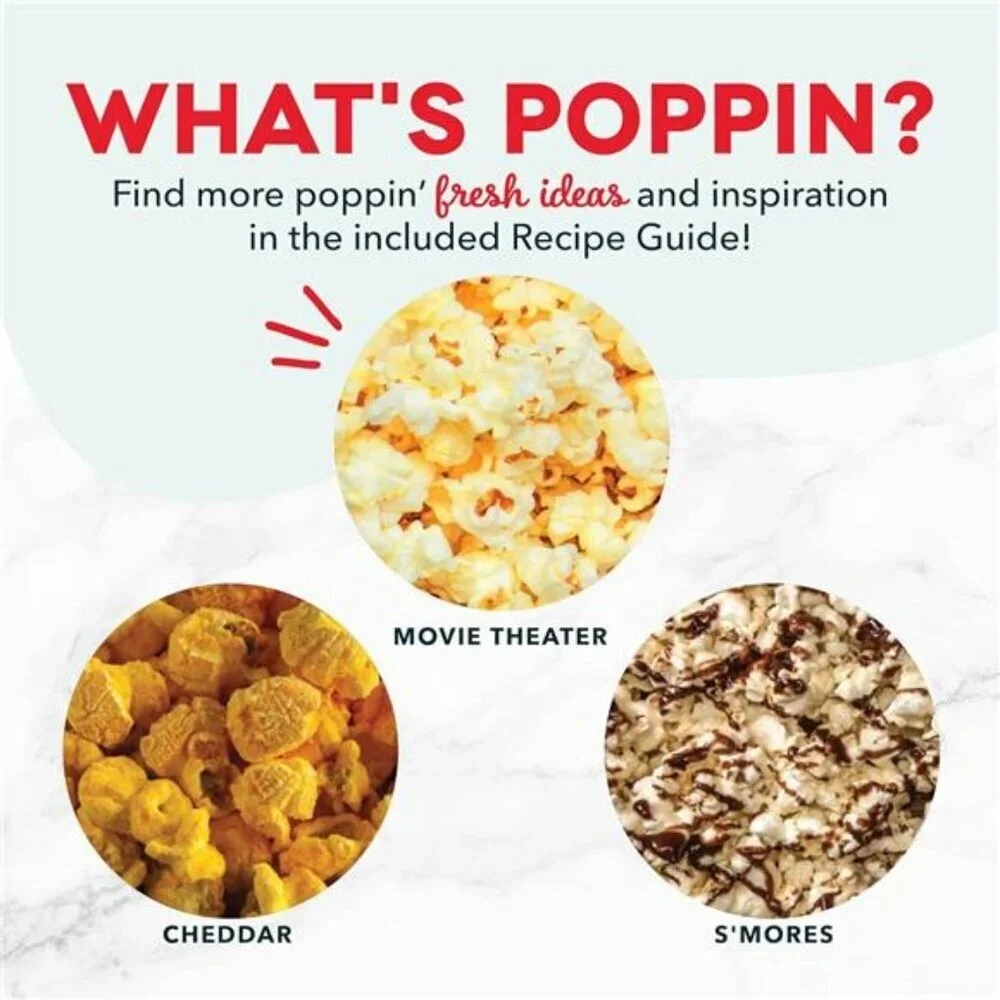 Hot Air Popcorn Maker Red 16 Cup Popper with Butter Melter Oil Free Snack